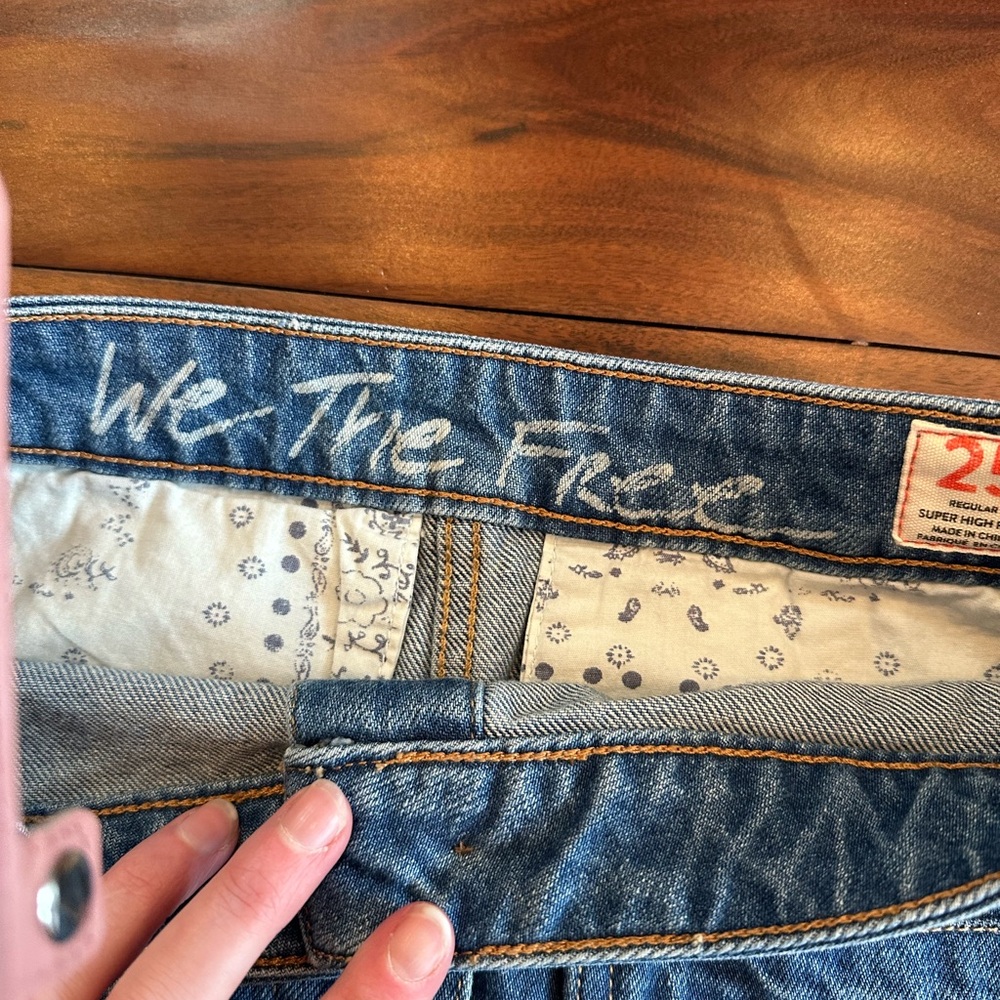 We The Free Front Button Denim Mini Skirt by Free People Size 25 - Picture 4 of 5